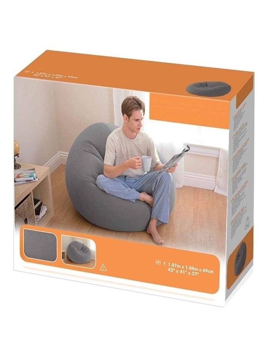 Intex надувное кресло beanless bag chair intex