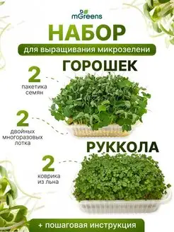 Микрозелень набор для выращивания Руккола+Горох суперфуд