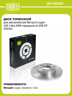 Диск тормозной передний для а м Renault DF 095101 2 шт