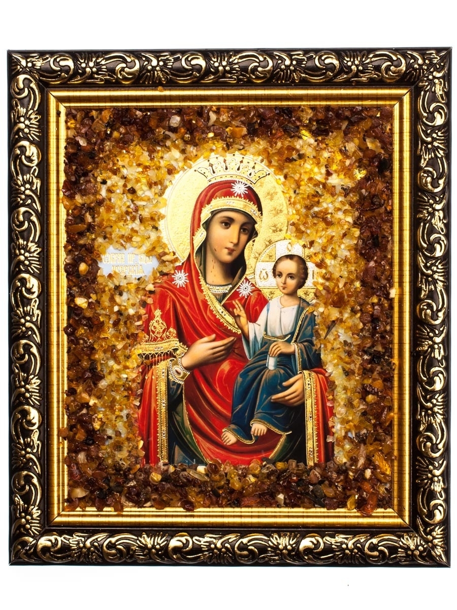Икона из обсидиана Иверская Богородица