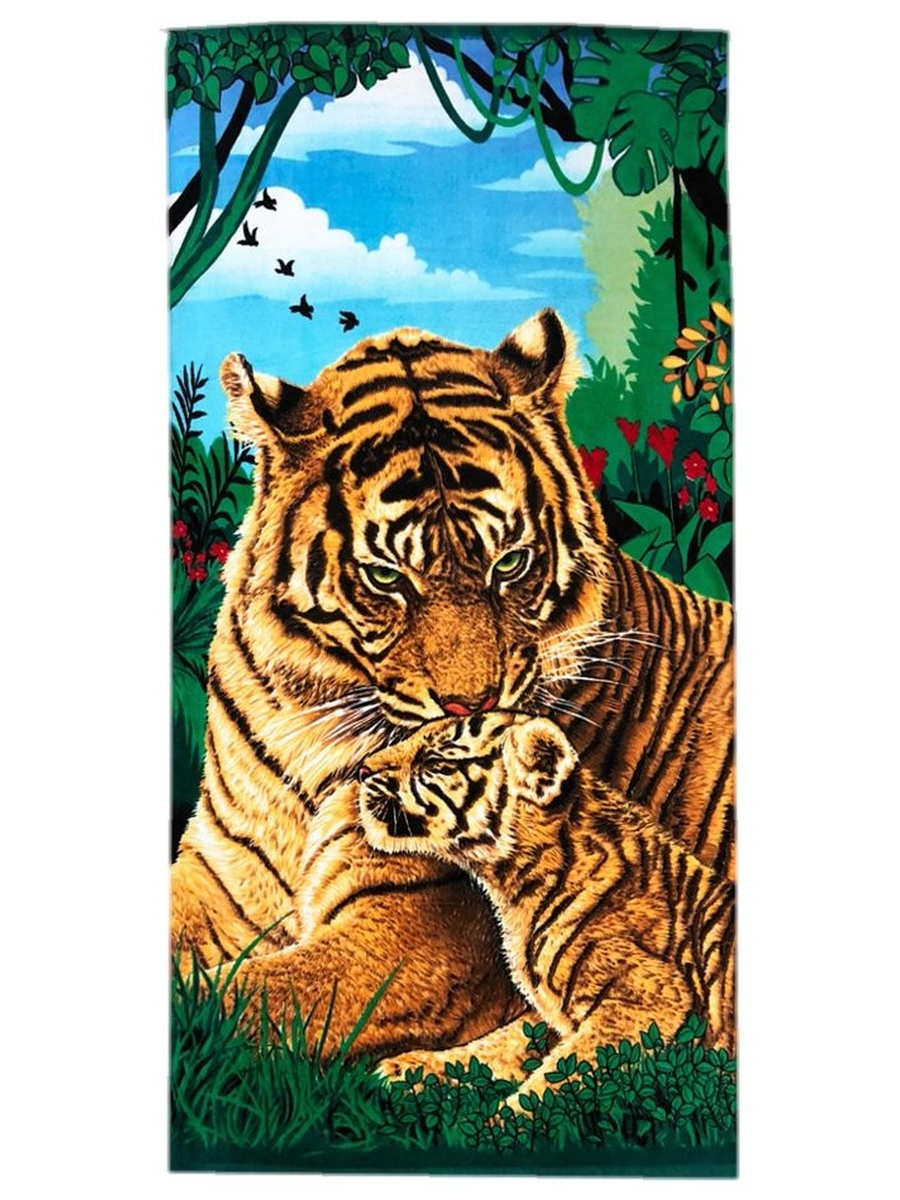 Полотенце вафельное с тигром