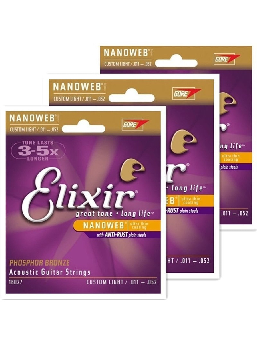 Elixir 11027 nanoweb anti rust custom light струны для акустической гитары фото 34