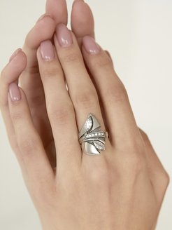Женское серебряное кольцо на палец серебро 925 широкое большое необычное украшение, колечко с камнем Юмила 34774310 купить за 1 762 ₽ в интернет-магазине Wildberries