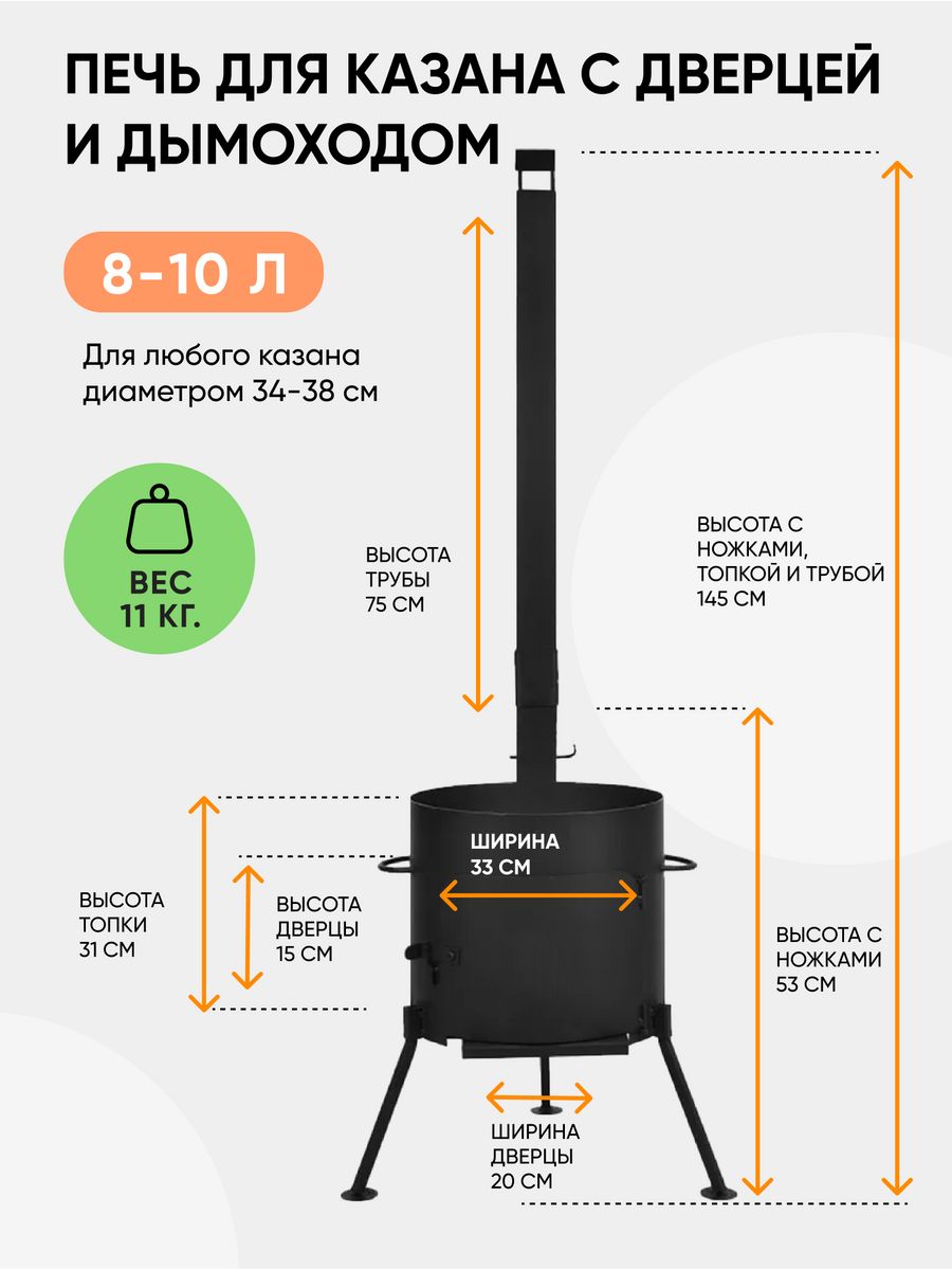 Печь под казан размеры на 10 литров чертеж