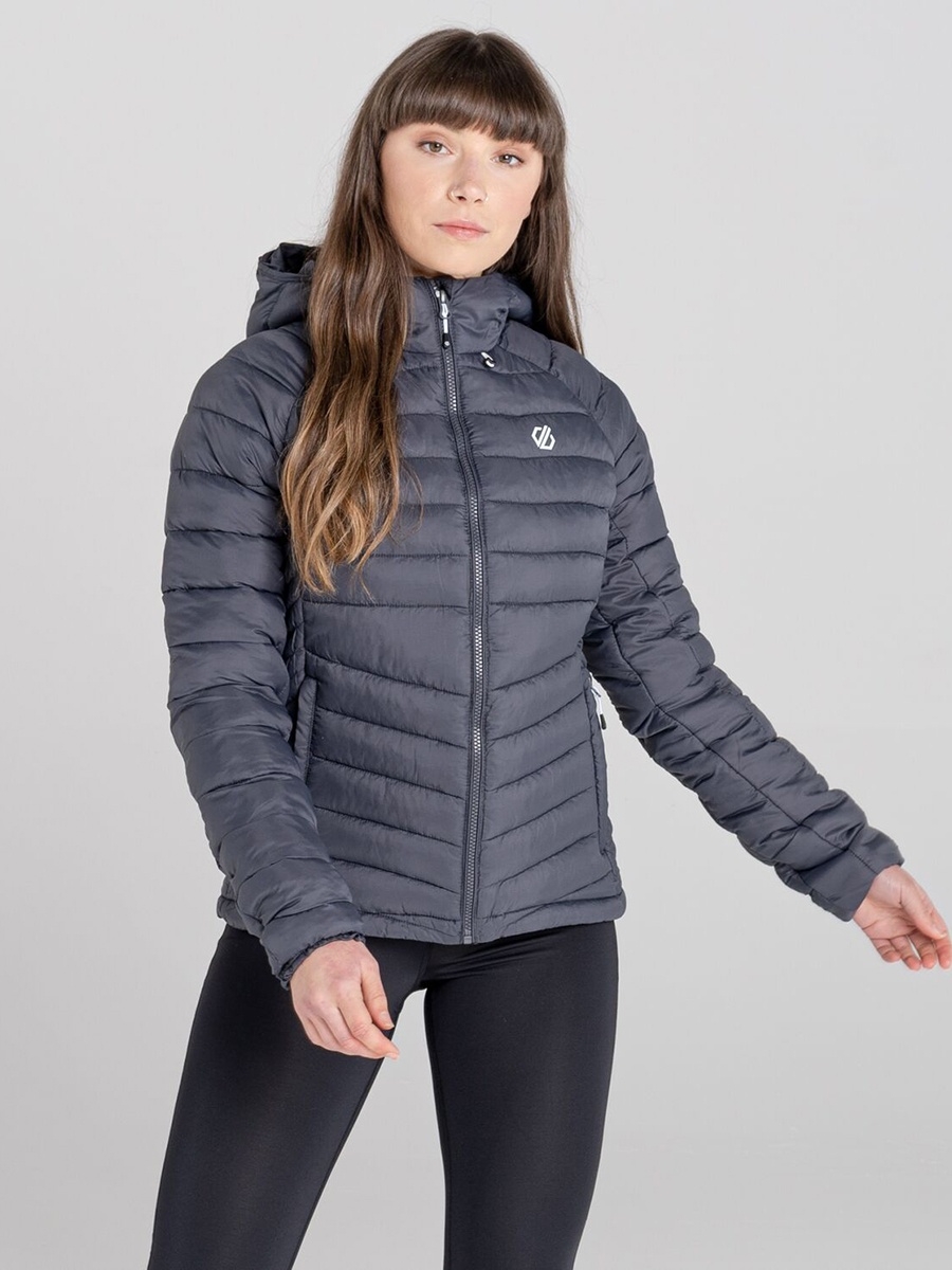 Women's deter recycled waterproof quilted jacket ebony grey