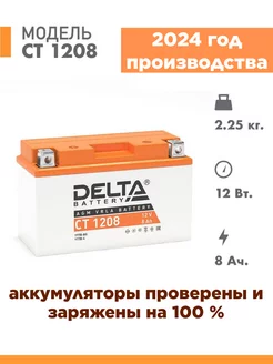 Аккумулятор CT 1208 12v 8Ah аккумуляторная батарея 12в