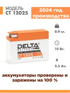 Аккумулятор для мотоцикла CT 12025 12v 2.5Ah