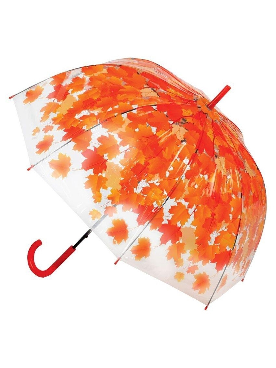 Зонт прозрачный с листьями