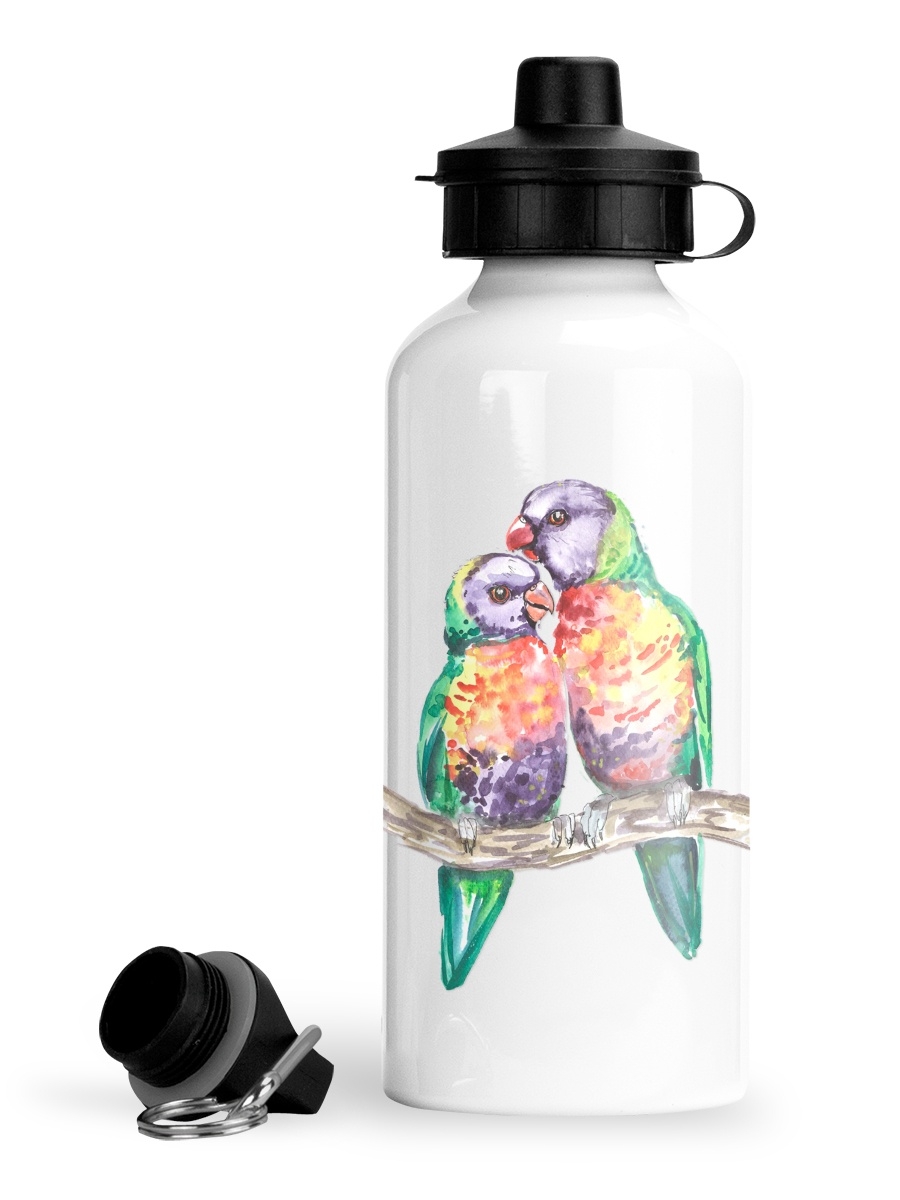 Бутылка д/воды с трубочкой 600мл попугай кеша