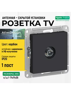 Розетка AtlasDesign телевизионная Карбон одиночная TV