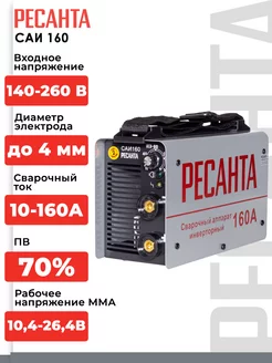 Сварочный аппарат инверторный саи-160 (ММА,160А,ПВ-70%)