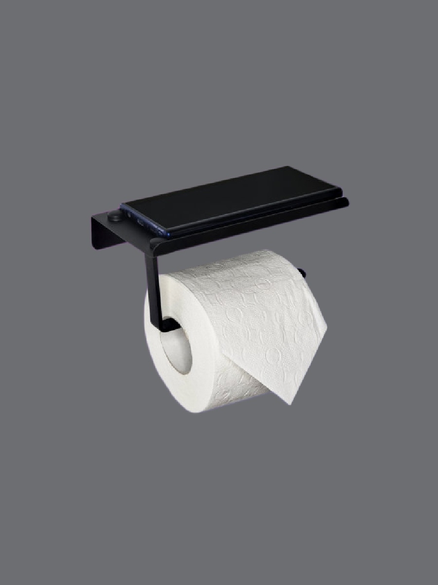 Бумагодержатель для туалетной бумаги черный Керн 9510
