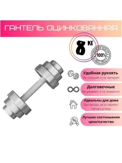 Гантель разборная 8 кг оцинкованная, 1 шт