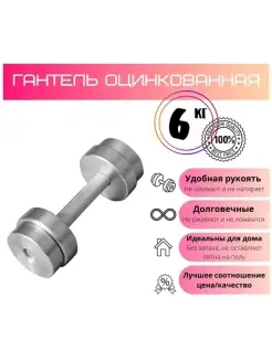 Гантель разборная 6 кг оцинкованная, 1 шт