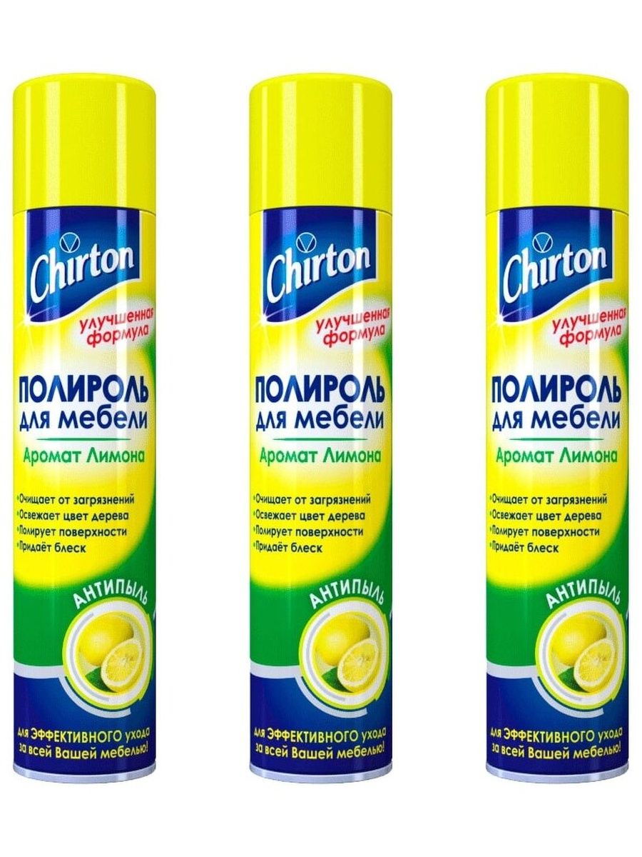 Chirton полироль для мебели Антипыль аромат лимона