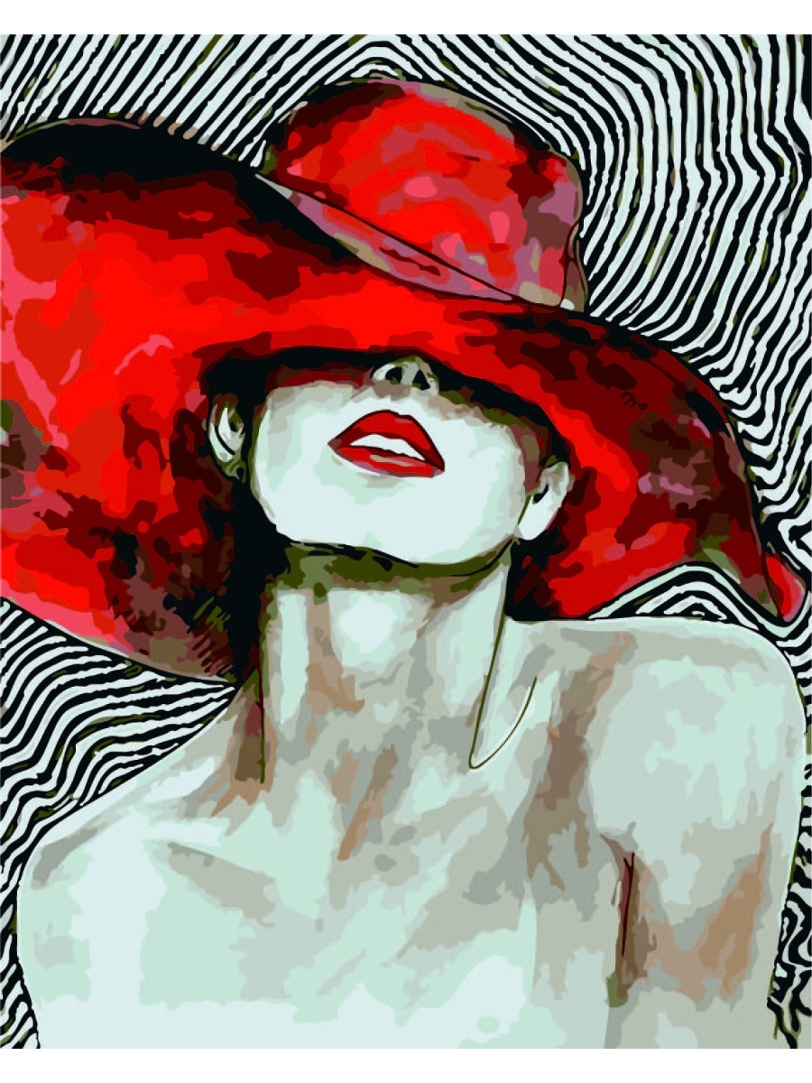 Стильная дама в красной шляпе