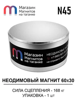 Неодимовый магнит 60х30 мм N45