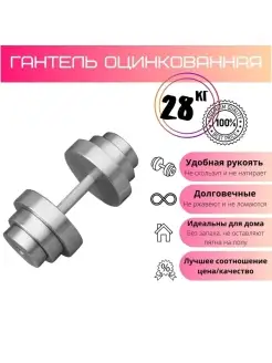 Гантель разборная 28 кг оцинкованная, 1 шт