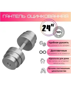 Гантель разборная 24 кг оцинкованная, 1 шт