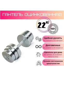 Гантель разборная 22 кг оцинкованная, 1 шт