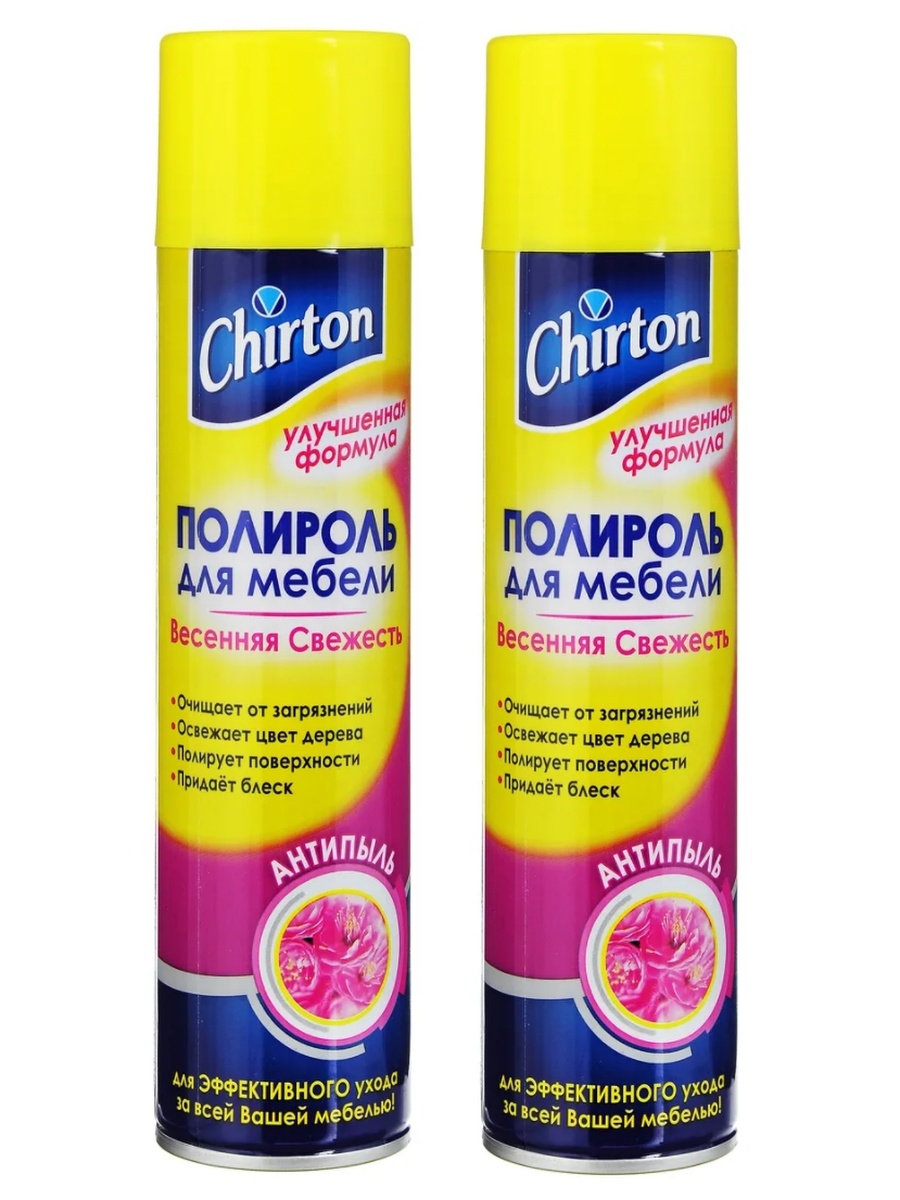 Chirton полироль для мебели Антипыль лимон аэрозоль 300мл