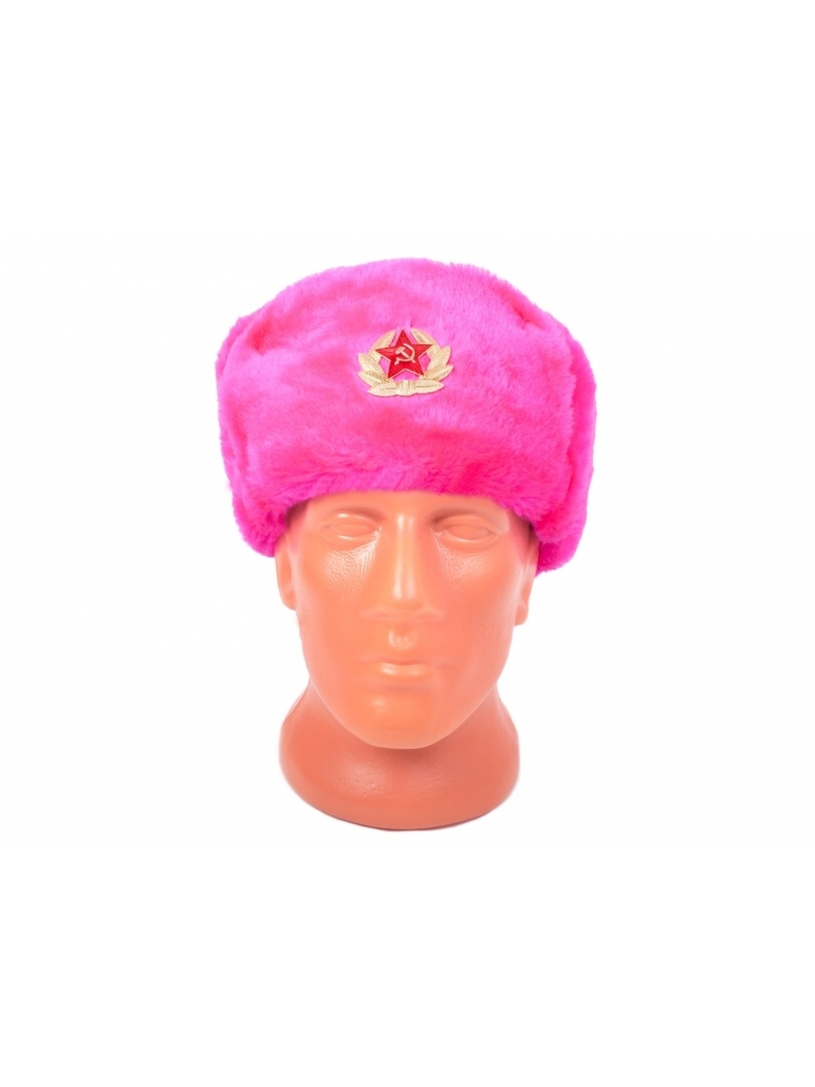 Розовая шапка ушанка
