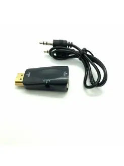 Компактный конвертер-адаптер HDMI-VGA+3,5 jack aux FullHD