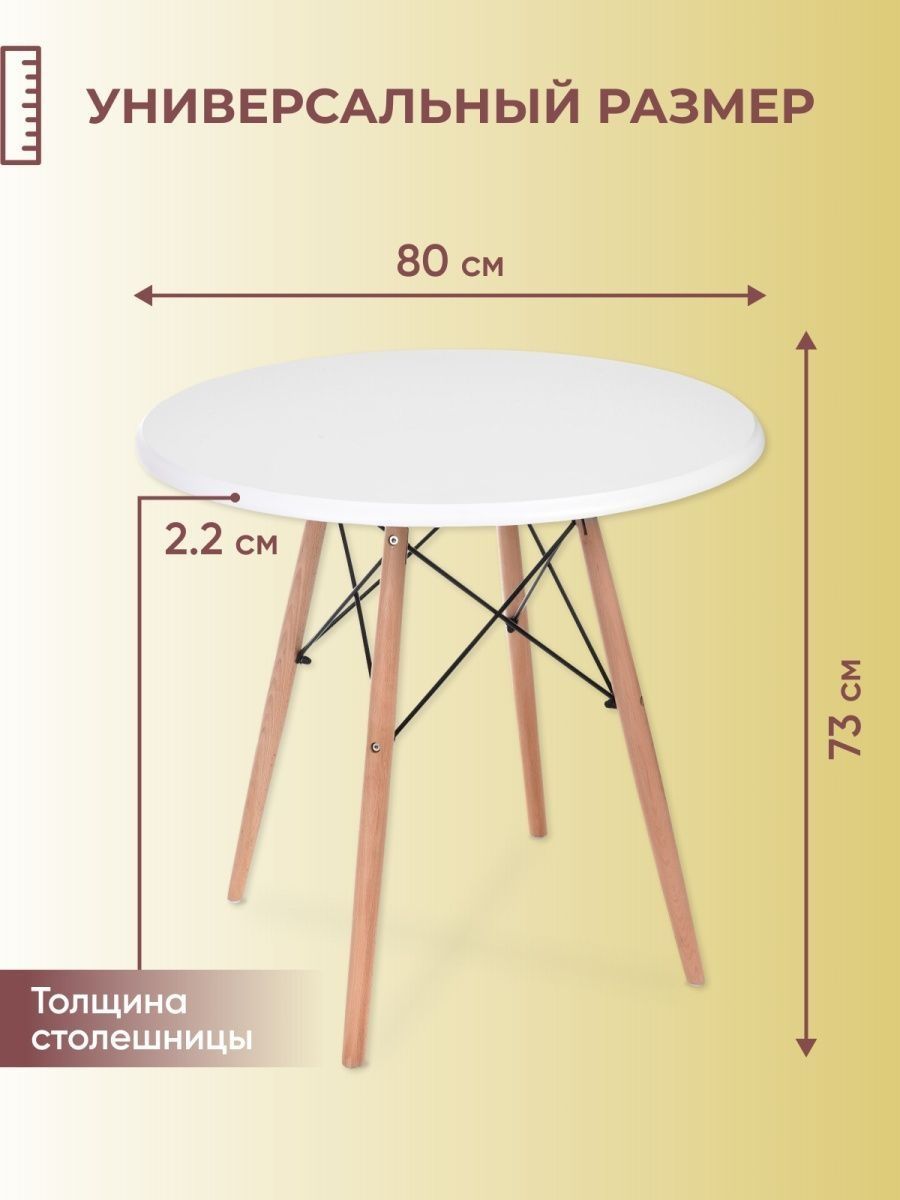 Кухонный стол круглый белый диаметр 80