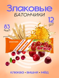 Злаковые батончики "Клюква, вишня и мёд" 25 г. (12 шт.)